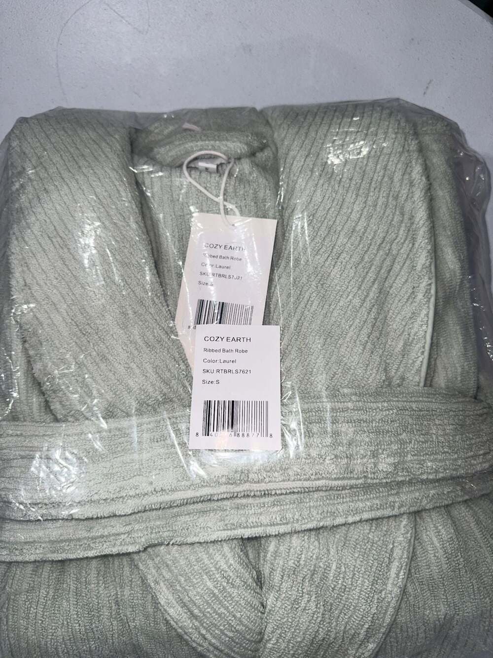 Cozy Earth Ribbed Bath Robe Laurel Size S - Picture 5 of 5